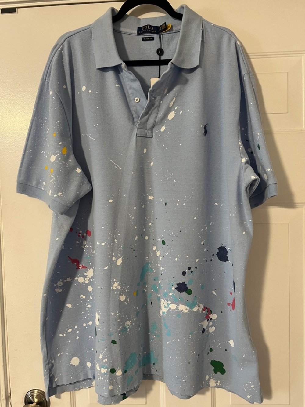 Polo by Ralph Lauren Light Blue Paint-Splatter Polo